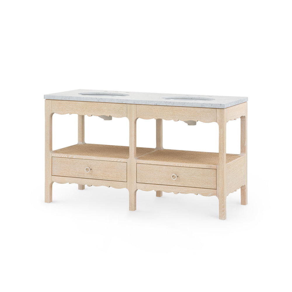 Arianna 2-Drawer Cabinet with 60" Marble Vanity Top, Sand-Blue Hand Home