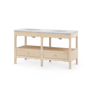 Arianna 2-Drawer Cabinet with 60" Marble Vanity Top, Sand-Blue Hand Home