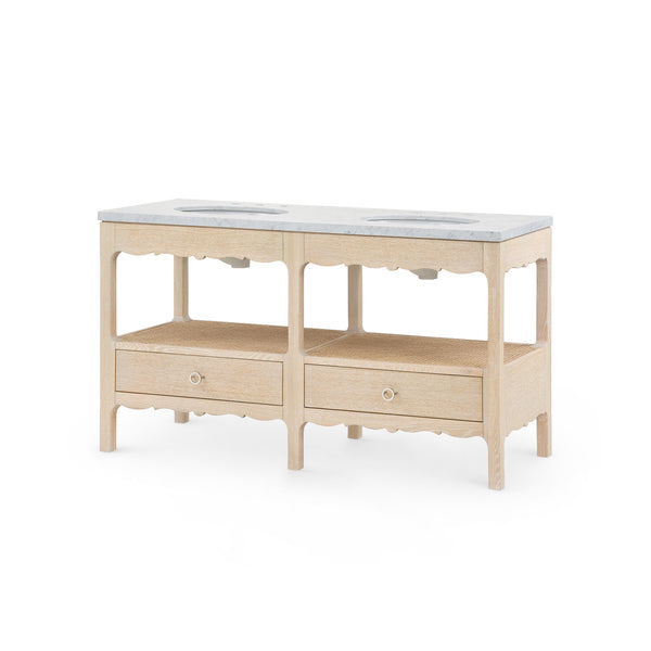 Arianna 2-Drawer Cabinet with 60" Marble Vanity Top, Sand-Blue Hand Home