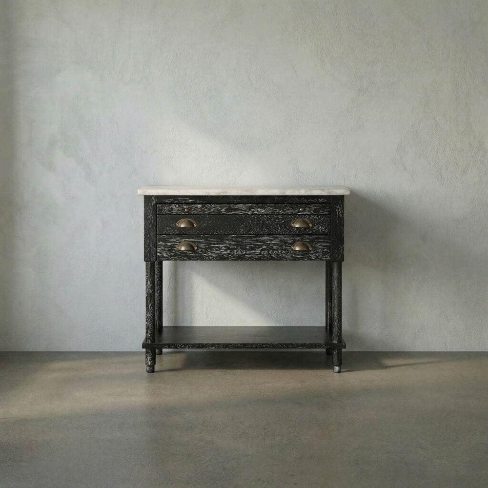 Artemio Side Table with Marble Top-Noir Furniture-Blue Hand Home