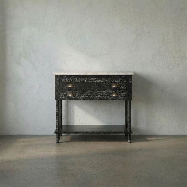 Artemio Side Table with Marble Top-Noir Furniture-Blue Hand Home