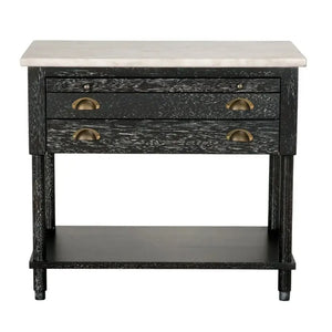 Artemio Side Table with Marble Top-Noir Furniture-Blue Hand Home
