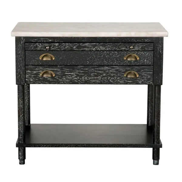 Artemio Side Table with Marble Top-Noir Furniture-Blue Hand Home