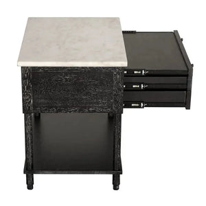 Artemio Side Table with Marble Top-Noir Furniture-Blue Hand Home