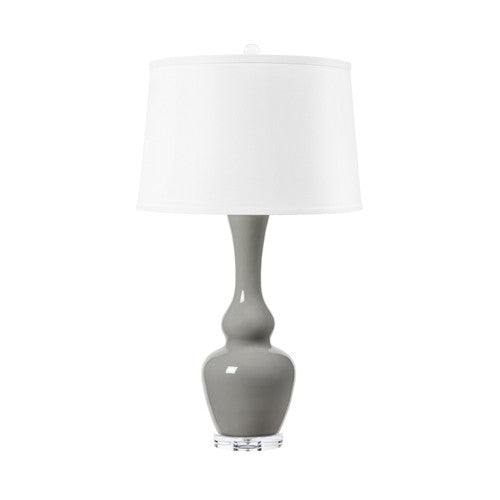 Ansonia Lamp with Shade 17-inch White Linen, with Nickel, Sky Breeze
