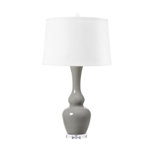 Ansonia Lamp with Shade 17-inch White Linen, with Nickel, Graphite Glow