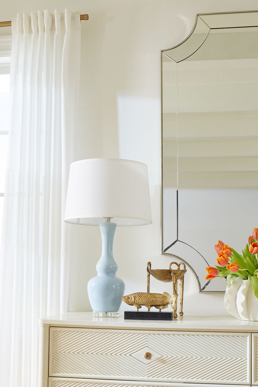 Ansonia Double-Gourd Ceramic Table Lamp Without Shade, Sky Breeze