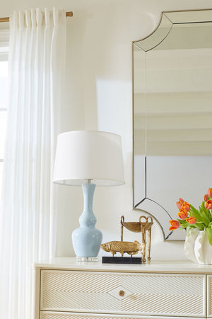 Ansonia Double-Gourd Ceramic Table Lamp Without Shade, Sky Breeze