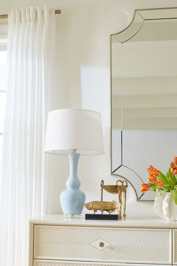 Ansonia Double-Gourd Ceramic Table Lamp Without Shade, Sky Breeze
