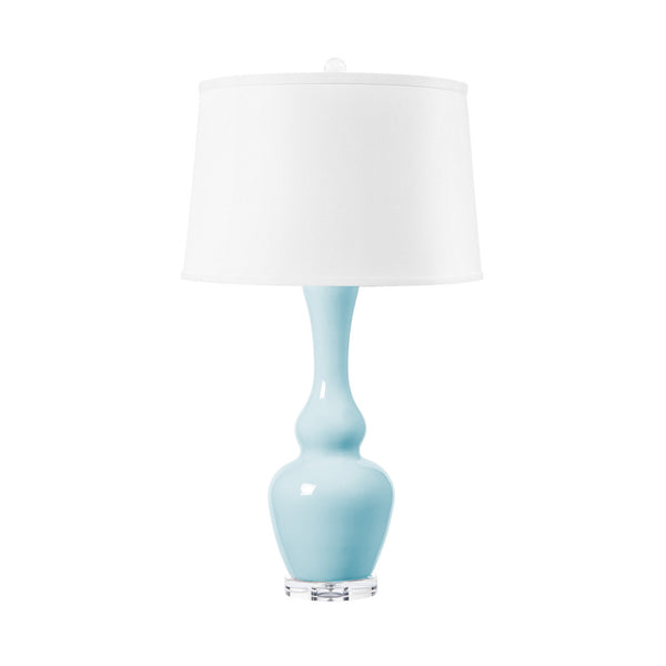 Ansonia Double-Gourd Ceramic Table Lamp Without Shade, Sky Breeze