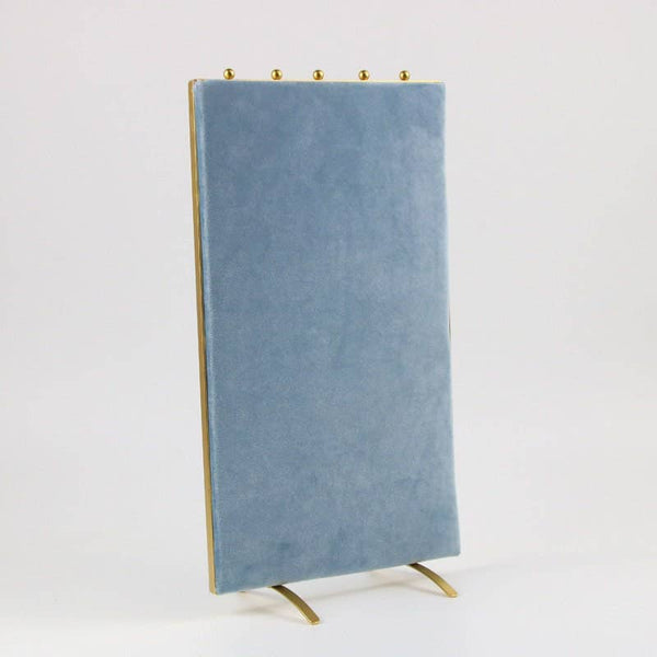 Vintage Inspired 2-Sided Velvet Jewelry Display Panel Stand-Blue Hand Home