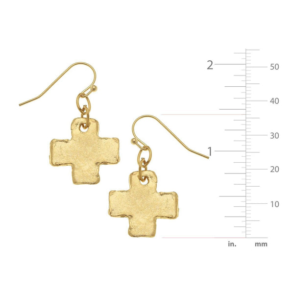 Mini Square Cross Earrings