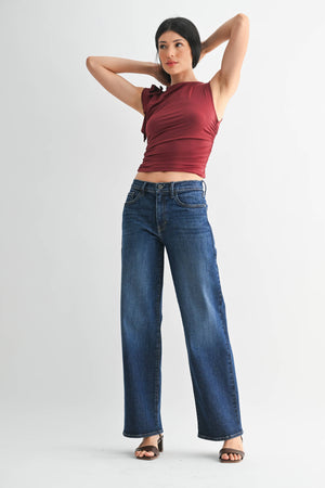 Loose Straight W/ Regular Hem - Dark Denim - Bp484j