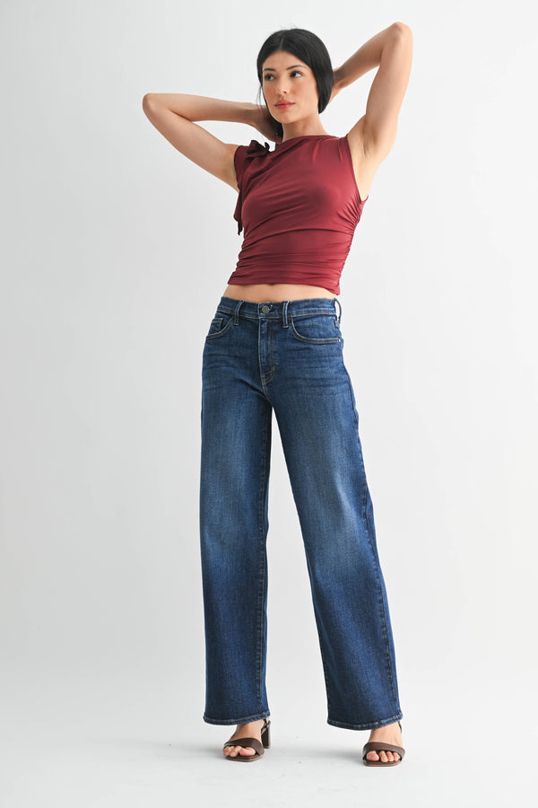 Loose Straight W/ Regular Hem - Dark Denim - Bp484j