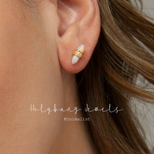 DAINTY OPAL STUD EARRINGS-Blue Hand Home