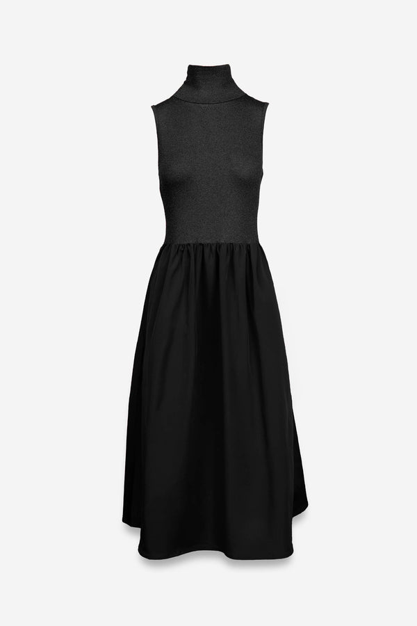 Sleeveless Mock Neck Maxi Dress-Blue Hand Home