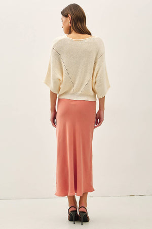 POINTELLE DOLMAN SLEEVE CROPPED SWEATER-Blue Hand Home