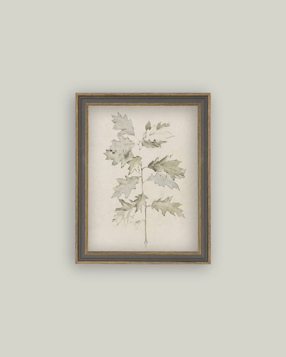 Oak Leaves Framed Antique Art-Blue Hand Home