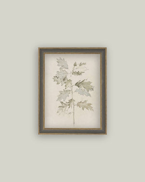 Oak Leaves Framed Antique Art-Blue Hand Home