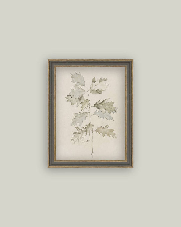 Oak Leaves Framed Antique Art-Blue Hand Home
