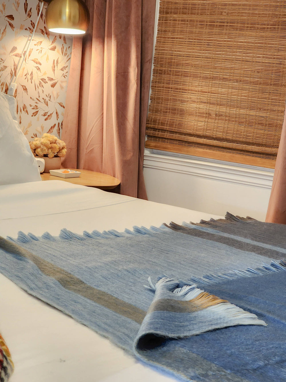 Copa - Reversible Alpaca Wool Throw Blanket-Blue Hand Home