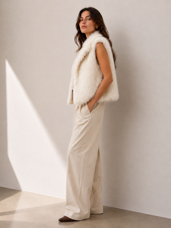 Shelter Island Faux Fur Collar Vest Faux Fur Vest