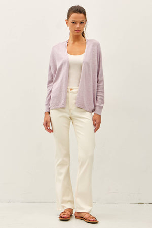 OPEN FRONT DOLMAN SLEEVE SLUB CARDIGAN-Blue Hand Home