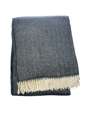 355 - Herringbone Plush Throw-Blue Hand Home