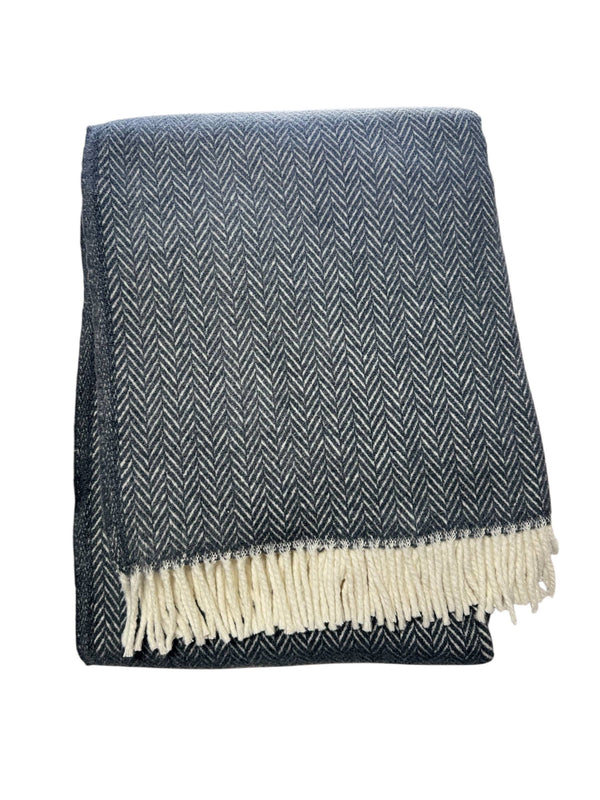 355 - Herringbone Plush Throw-Blue Hand Home