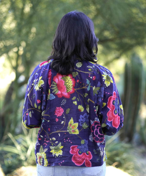 Anjou Top O/S Navy Multi-Blue Hand Home