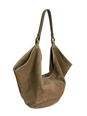Milly Bag in Taupe Suede-Blue Hand Home