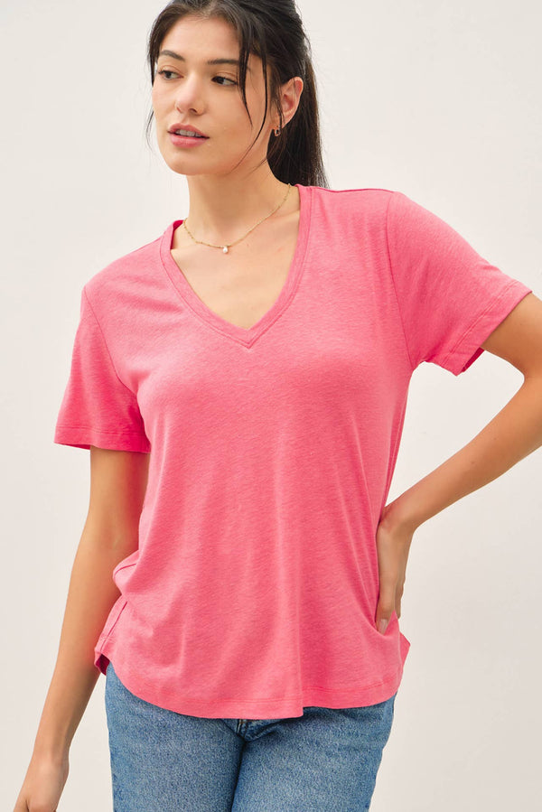 Basic V-Neck Short Sleeve T-Shirt