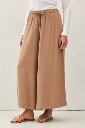 Linen Blend Cropped Palazzo Pants