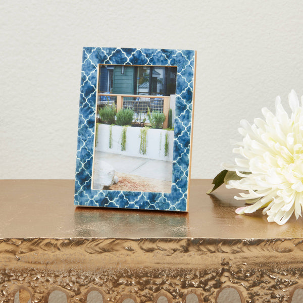 Moroccan Mosaic Bone Photo Frame-Blue Hand Home