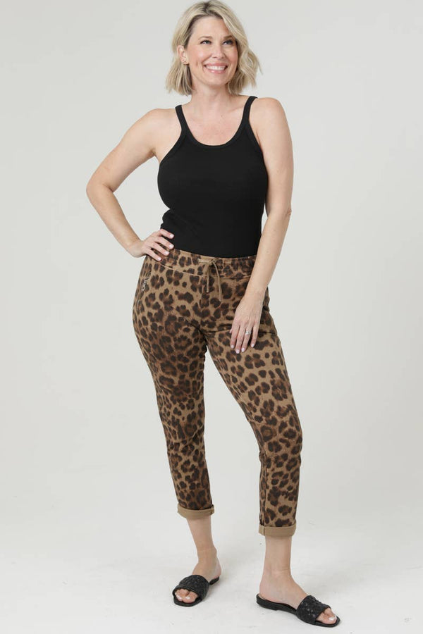 NP746-BW94 LEOPARD PRINT JOGGER PANTS-Blue Hand Home