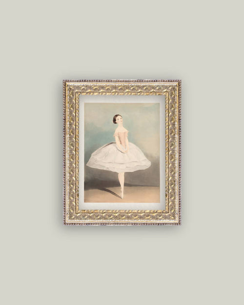 Ballerina Framed Antique Art-Blue Hand Home