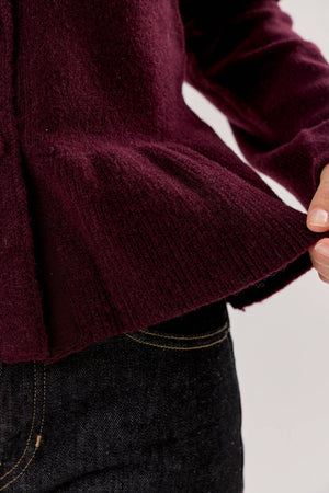 Covered Button Peplum Knit Cardigan