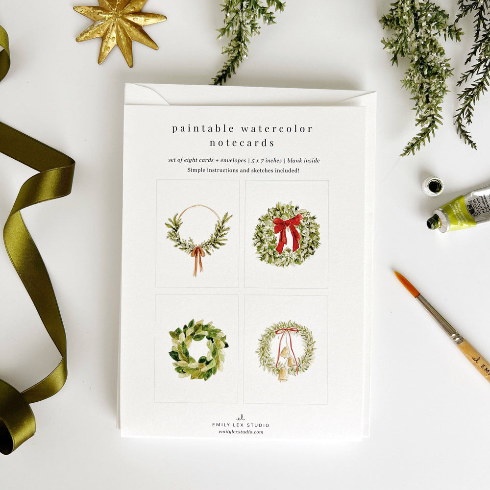 Wreaths paintable notecards-Blue Hand Home
