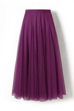 20 colors Flowy Elastic Waist Tulle Pleated Skirt-Blue Hand Home