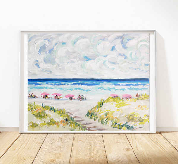 Beach Print on Paper, "Spring Beach"-Blue Hand Home
