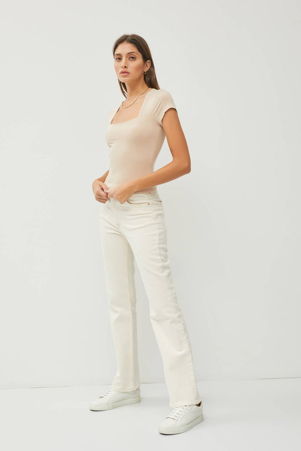 Square Neck Knit Tee-Blue Hand Home