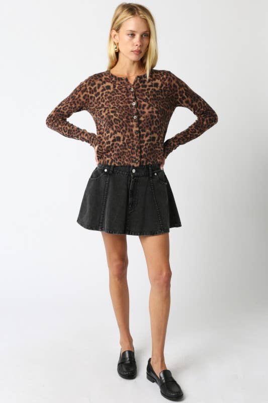 Christine Leopard Knit Top-Blue Hand Home