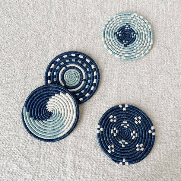 Rususa Coasters Set-Blue Hand Home