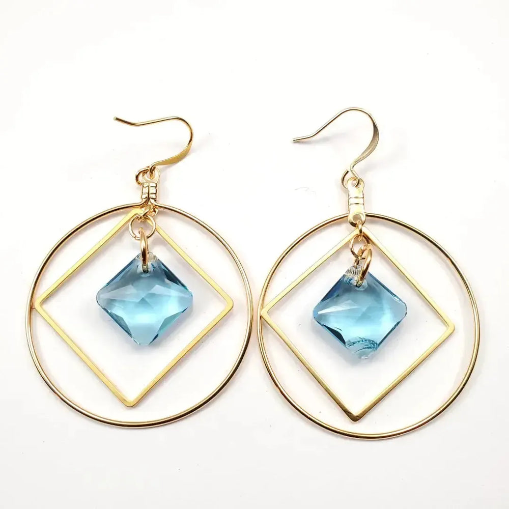 Aqua Princess Hoop Earrings-Blue Hand Home