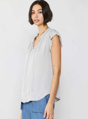 Margot Pleated Sleeve Blouse-Blue Hand Home