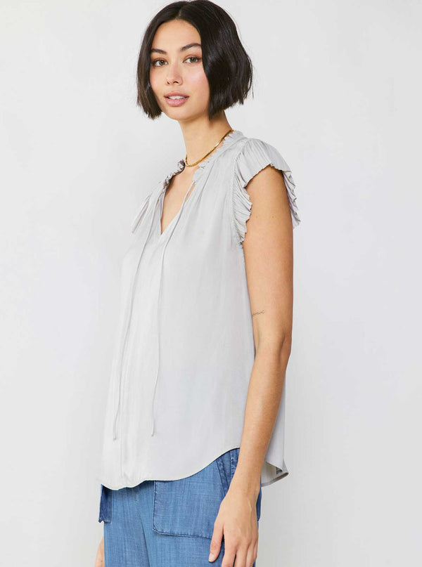 Margot Pleated Sleeve Blouse-Blue Hand Home