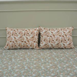 Bohemian Block Bedsheet With Pillow Cover -Throny Stems-Blue Hand Home