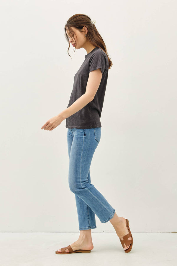 NEW COLOR-GARMENT DYED COTTON SLUB TEE-Blue Hand Home