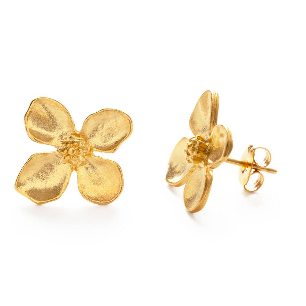 Dogwood Flower Stud Earrings-Blue Hand Home