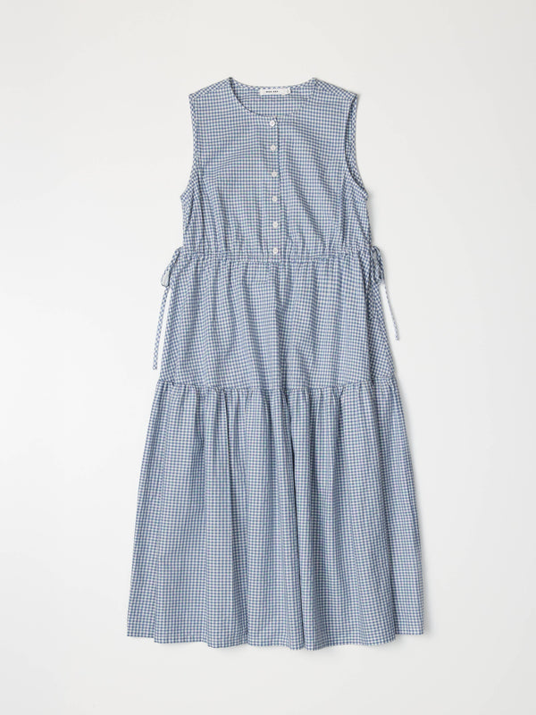 The Ceyda Dress | Tiered Gingham Midi Dress-Blue Hand Home